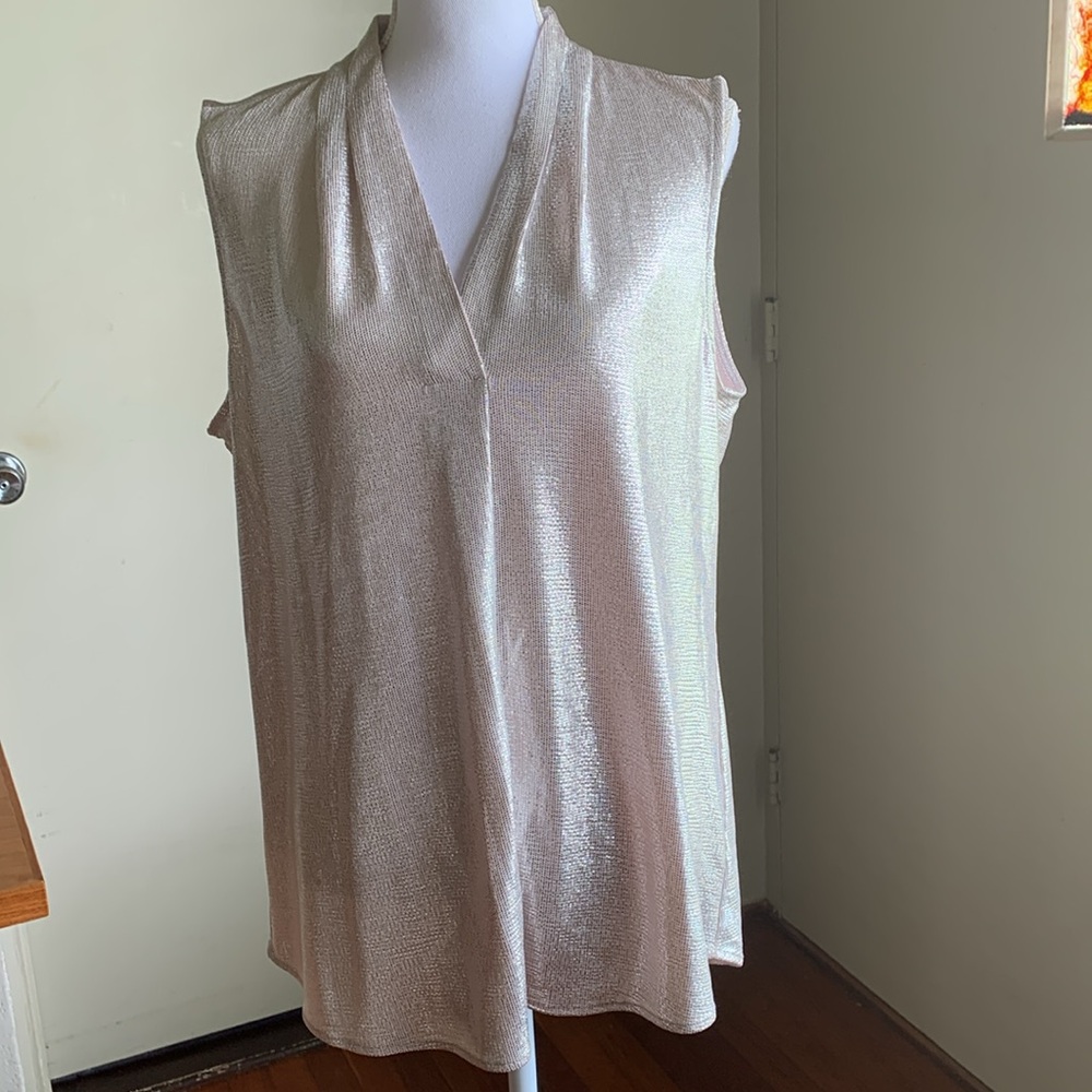 Calvin Klein silver glittery fabric dressy top